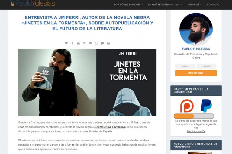 Entrevista en el blog de Pablo Yglesias