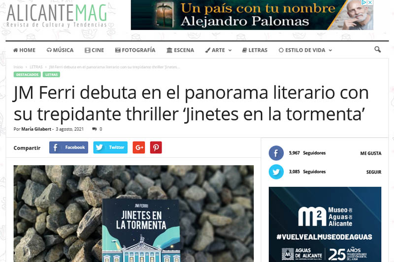 Alicante MAG: JM Ferri y su trepidante thriller «Jinetes en la Tormenta»