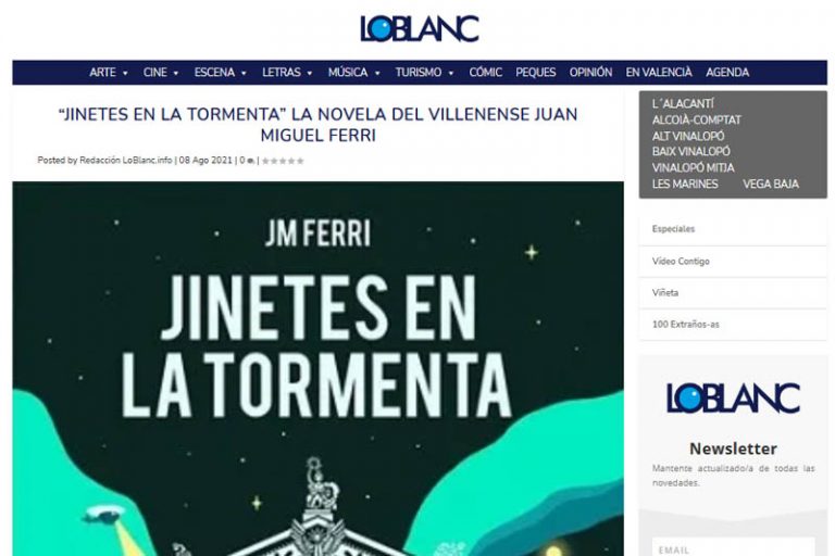 LOBLANC: "Jinetes en la Tormenta", la novela del villenense JM Ferri